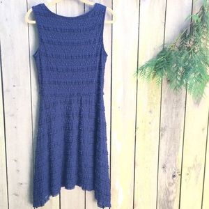 max studio navy blue lace dress asymmetrical hem M